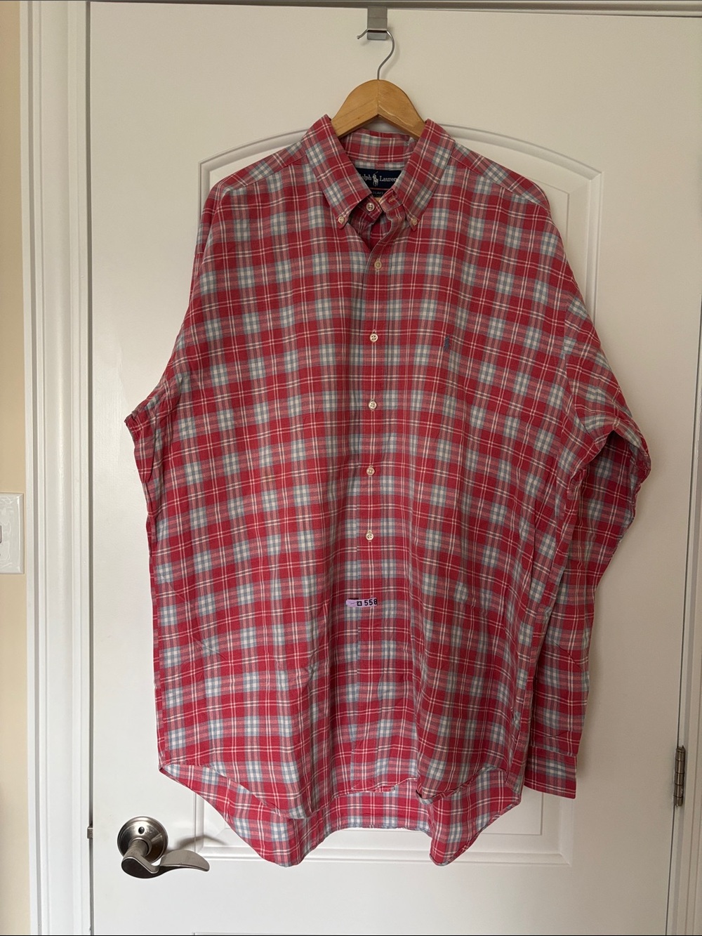 Ralph Lauren Red and White Plaid Button-Down Shirt